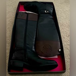 Vince Camuto Riding Boots in Black/Cocoa